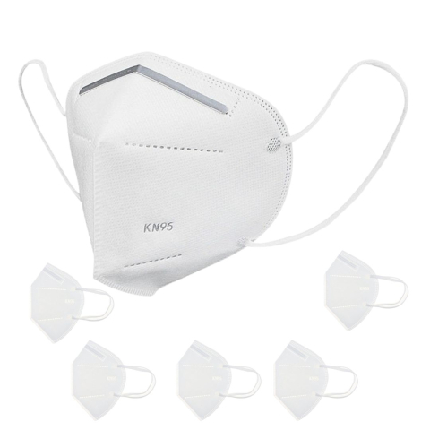 Set 5 masti de protectie KN95 pentru adulti, filtrare ridicata minimum 95%, de unica folosinta, culoare alba