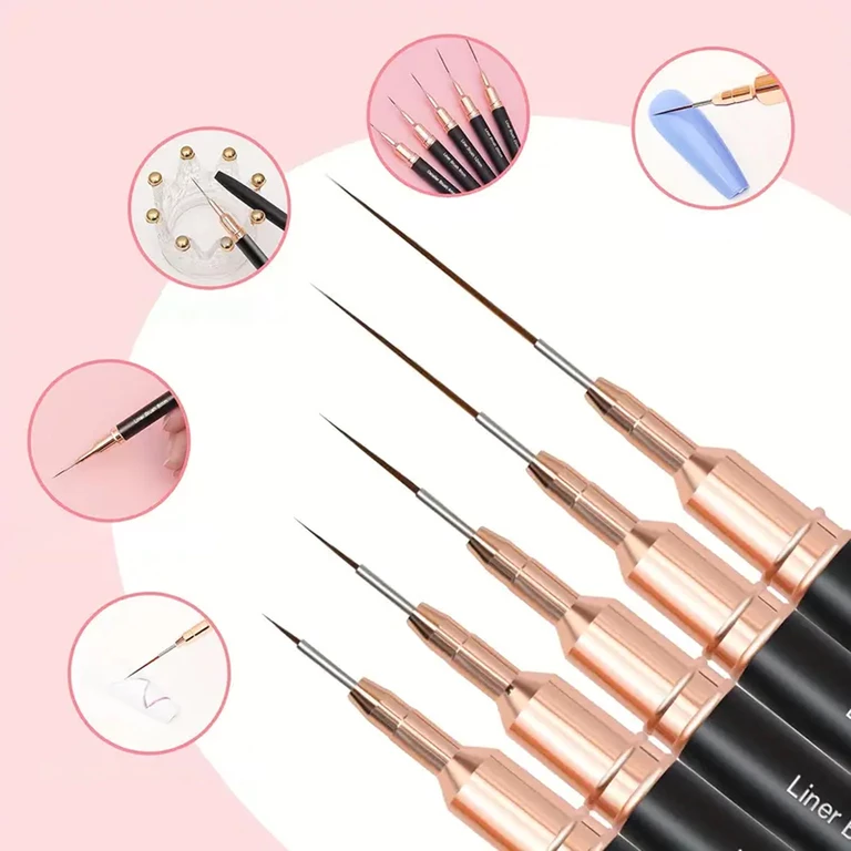 Set 5 pensule nail art negre, varf fin pentru linii, pictura si decorarea unghiilor [1]