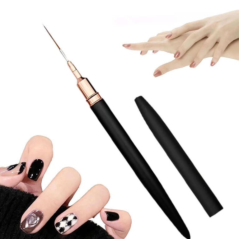 Set 5 pensule nail art negre, varf fin pentru linii, pictura si decorarea unghiilor [8]