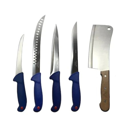 Cutite si tacamuri - Set 4 cutite profesionale de macelarie + 1 satar, otel inoxidabil