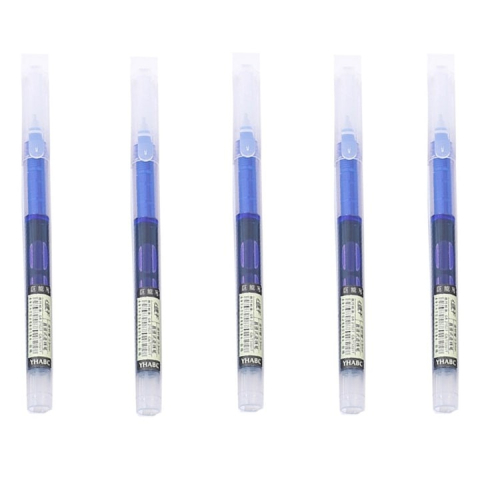 PAPETARIE & BIROTICA - Set 5 pixuri cu bila albastru, varf 0.5 mm, lungime 14 cm, scriere fina, cerneala pe baza de apa, utilizare scoala si birou