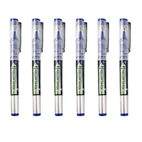 Set 5 pixuri pentru scriere zilnica, cerneala albastra, varf V-tip 0.5 mm, corp transparent, 13.2 cm [2]