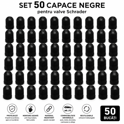 Alte articole auto - Set 50 capace negre pentru valve