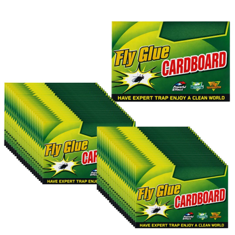 CASA & GRADINA - Set 50 capcane lipicioase, culoare verde, 18.2 x 12.5 cm, autoadezive, tip carte, fara miros, non-toxice, din carton, pentru capturarea insectelor si soarecilor