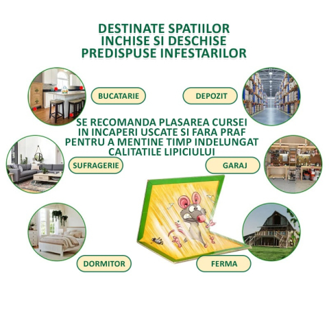 Set 50 capcane lipicioase, culoare verde, 18.2 x 12.5 cm, autoadezive, tip carte, fara miros, non-toxice, din carton, pentru capturarea insectelor si soarecilor [2]