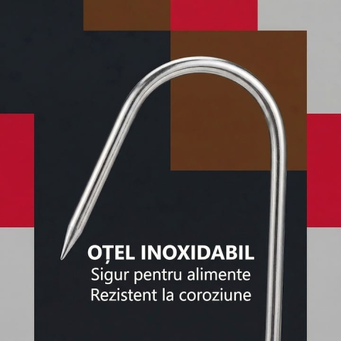 Set 50 carlige pentru afumatoare si carne, argintii 14.5 cm, grosime 2.8 mm, inox rezistent tip S cu capat ascutit, reutilizabile pentru macelarie si uscare [4]