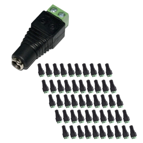CASA & GRADINA - Set 50 conectori alimentare CCTV mama 2.1/5.5 mm cu prindere surub, adaptor alimentare camere supraveghere compatibil cablu alimentare sau UTP