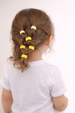 Set 50 elastice par textile 5 cm verde deschis si verde inchis, cutie transparenta, accesorii par copii si femei [2]