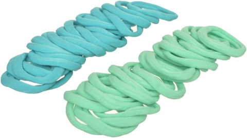 Set 50 elastice par textile 5 cm, verde deschis si verde inchis, cutie transparenta, accesorii par copii si femei [5]