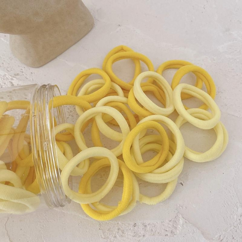 Set 50 elastice par textile 5 cm verde deschis si verde inchis, cutie transparenta, accesorii par copii si femei [3]