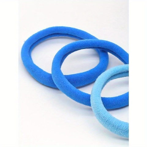 Set 50 elastice par textile, nuante de albastru, diametru 5 cm, pentru prindere par, cutie depozitare [3]