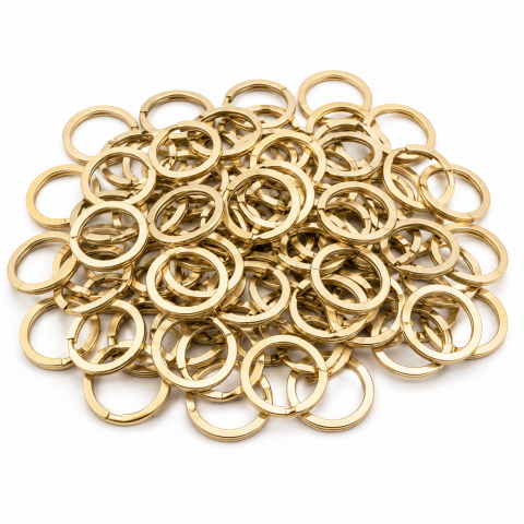 Set 50 inele breloc, auriu 3.4 cm, grosime 2.5 mm, accesorii metalice pentru prindere chei, confectionare brelocuri, etichete si decoratiuni handmade [5]
