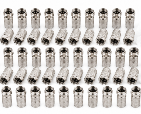 Instrumente LAN - Set 50 mufe F RG6 6.6 mm cu garnitura, conectori metalici pentru cablu coaxial, compatibili cu instalatii TV, SAT, CATV si CCTV