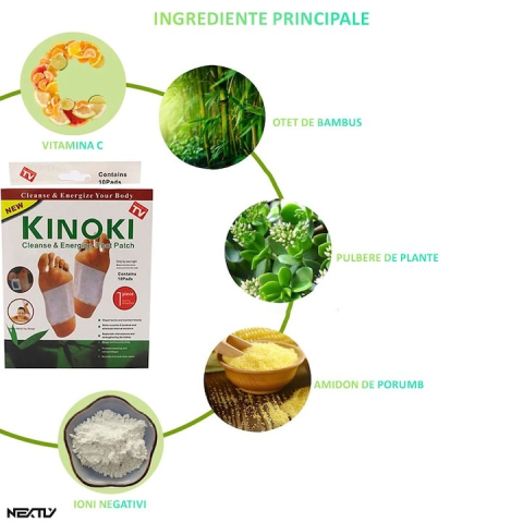 Set 50 plasturi kinoki pentru detoxifiere a organismului si drenaj limfatic, eliminare toxine prin talpi, utilizare zilnica, Dactylion® [3]