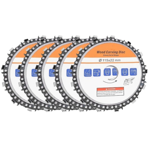 Diverse Unelte - Set 5x Disc cu lant pentru polizor unghiular 115 x 22, diametru 5