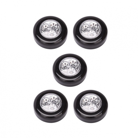 ELECTRONICE - Set 5x Lampa universala autoadeziva cu 3 LED-uri, utilizare baterii de tip AAA - Negru