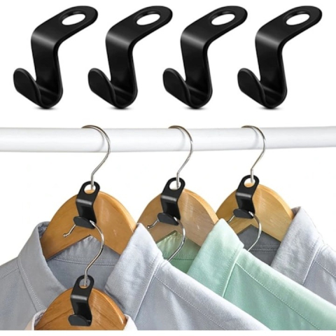 Set 6 accesorii pentru umerase haine, plastic, 3 x 2 cm, negru [2]