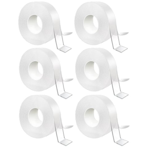 Diverse uz casnic - Set 6 benzi dublu adezive pentru uz casnic, reutilizabile, lungime 5 m, latime 3 cm, transparente