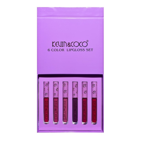 COSMETICE - Set 6 buc luciu de buze lichide, finish mat si lucios, nuante intense, hidratare, multicolor roz rosu mov, 10.2 ml, 17x14.8x2.9 cm