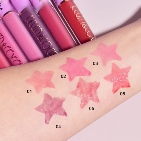 Set 6 buc luciu de buze lichide, finish mat si lucios, nuante intense, hidratare, multicolor roz rosu mov, 10.2 ml, 17x14.8x2.9 cm [4]