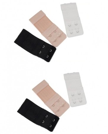 Ustensile îngrijire - Set prelungire sutien, extensii pentru sutien cu 2 pozitii de prindere, 6 bucati, latime 3.8 cm, negru, crem, alb