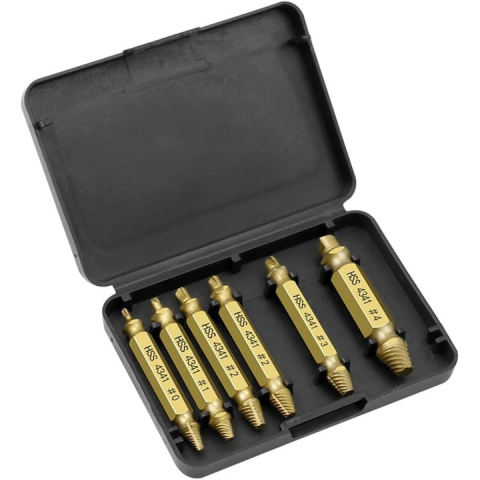 CASA & GRADINA - Set 6 burghie extractoare pentru suruburi rupte, 6 dimensiuni, cu cutie de depozitare, utilizare universala