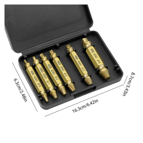 Set 6 burghie extractoare pentru suruburi rupte, 6 dimensiuni, cu cutie de depozitare, utilizare universala [2]