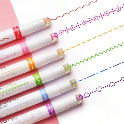 Set 6 carioci cu 2 capete cu stampile diferite, culori intense, multicolore – creativitate si culoare pentru copii si pasionati de desen [9]