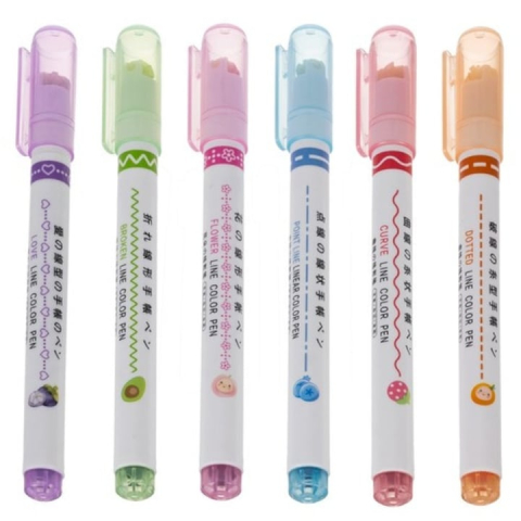 Set 6 carioci cu 2 capete cu stampile diferite, culori intense, multicolore – creativitate si culoare pentru copii si pasionati de desen [5]