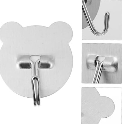 Set 6 carlige adezive pentru perete, forma ursulet, otel inoxidabil – fixare puternica, design modern si utilizare multifunctionala [1]