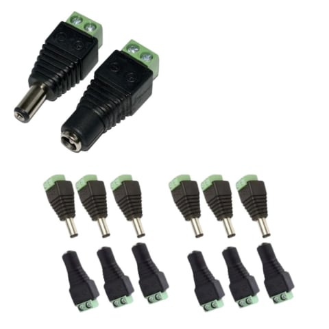 CASA & GRADINA - Set 6 conectori alimentare CCTV 2.1/5.5 mm cu fixare prin surub, adaptoare mama si tata pentru camere supraveghere, DVR si alimentare 12V