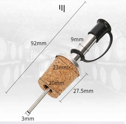Set 6 dopuri dozatoare pentru sticle, 9.2 x 2.3 cm, pluta naturala si inox, turnare uniforma pentru bauturi si lichide alimentare [5]