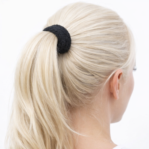 Set 6 elastice par negre groase, textile, rezistente, diametru 4 cm, fixare puternica pentru cozi si cocuri [3]