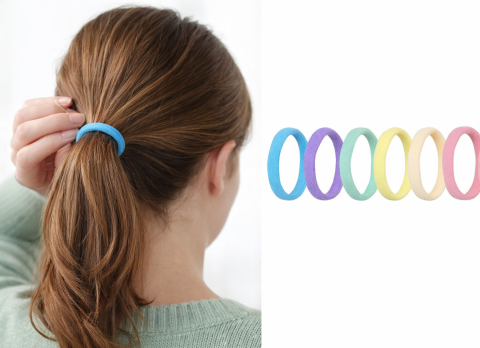 Set 6 elastice par textile multicolore diametru 5 cm pentru prindere par femei si copii, elastice par moi colorate [2]