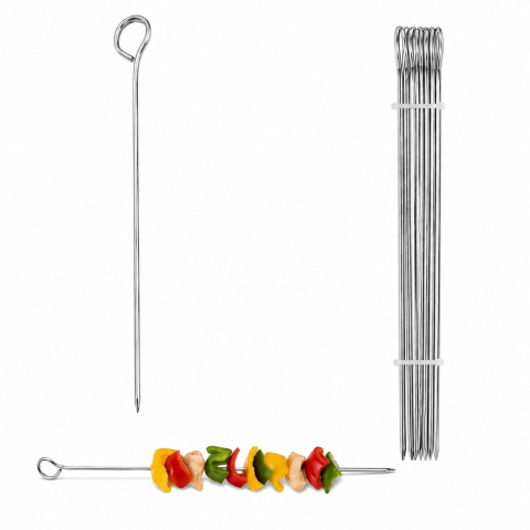 CASA & GRADINA - Set 6 frigarui metalice argintii 35 cm x 2,5 mm, tepuse din otel inoxidabil