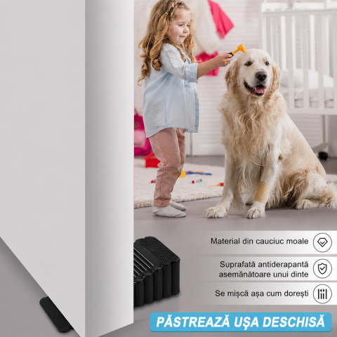 Set 6 opritoare usa negre 40 x 93 x 28 mm, ABS flexibil [3]