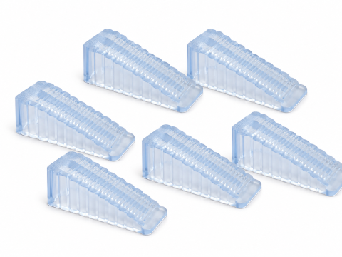 CASA & GRADINA - Set 6 opritoare usa, transparente 9.5 x 4 x 2.8 cm, silicon antiderapant, pene reutilizabile pentru blocarea si mentinerea usilor deschise