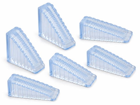 Set 6 opritoare usa, transparente 9.5 x 4 x 2.8 cm, silicon antiderapant, pene reutilizabile pentru blocarea si mentinerea usilor deschise [1]