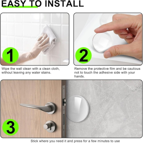 Set 6 opritori usa din silicon transparent, autoadezivi, antizgomot, protectie pereti si mobilier, diametru 40 mm, grosime 8 mm [2]