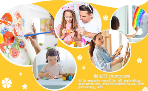 Set 6 pensule pictura, 3 rotunde si 3 plate, lungime 17 cm, par sintetic nailon, maner ergonomic, pentru acuarela acrilic ulei, albastru [6]