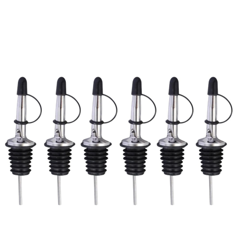 Set 6 picuratoare profesionale cu capac negru 10.5 cm, diametru 2.5 cm, dozatoare din inox cu silicon pentru alcool, ulei si siropuri [14]