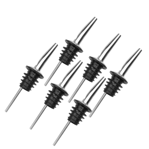 Set 6 picuratoare profesionale negre 10.5 cm, diametru 2.5 cm, dopuri din inox cu silicon pentru dozarea precisa a lichidelor