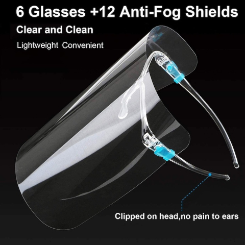 Set 6 rame si 12 viziere de protectie, transparente, antiaburire, reutilizabile si interschimbabile, pentru copii si adulti, protectie 180° [3]