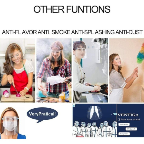 Set 6 rame si 12 viziere de protectie, transparente, antiaburire, reutilizabile si interschimbabile, pentru copii si adulti, protectie 180° [8]