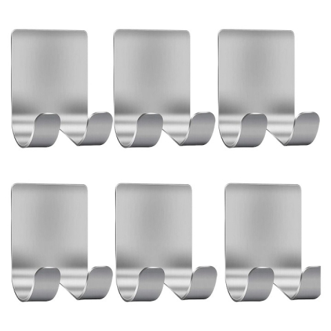 CASA & GRADINA - Set 6 suporti universali de perete, din inox, 6x4.5cm - Argintiu