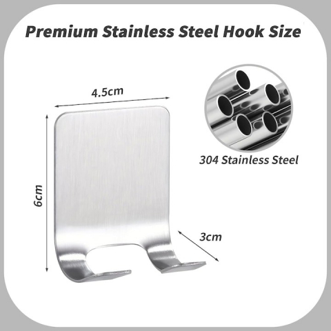 Set 6 suporti universali de perete, din inox, 6x4.5cm - Argintiu [4]