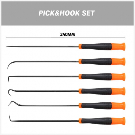 Set 6 surubelnite, carlige lungi pentru extras garnituri de etansare auto, 24 cm lungime [3]