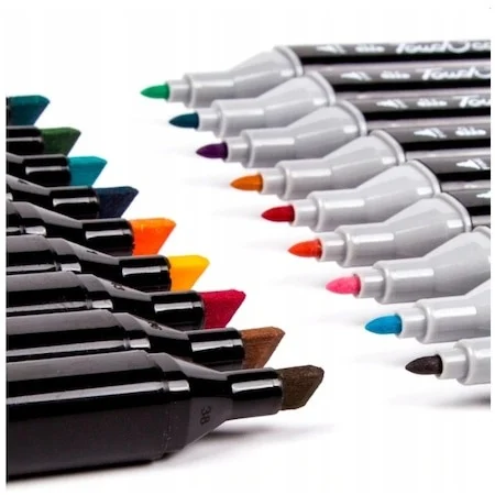 Set 60 markere multicolore cu doua capete, varf fin 1 mm si lat 3-6 mm, suport organizator, geanta de transport [1]