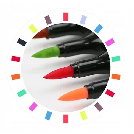 Set 60 markere multicolore cu doua capete, varf fin 1 mm si lat 3-6 mm, suport organizator, geanta de transport [2]