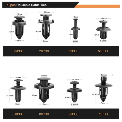 Set 620 clipsuri/cleme auto, Universale, 4 instrumente demontare, extractor metalic, 2 tipuri de soricei de prindere [6]